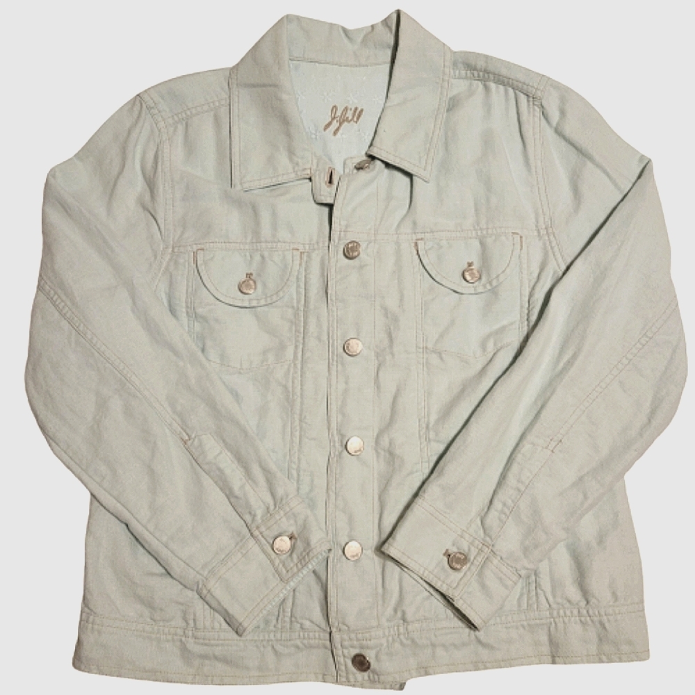J. Jill women's mint green long-sleeved linen and cotton jacket size medium